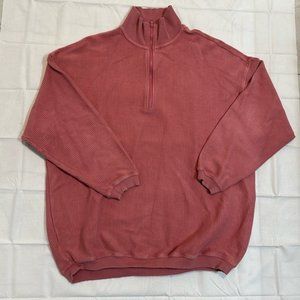 Aerie Good Vibes Quarter Zip, pink, medium